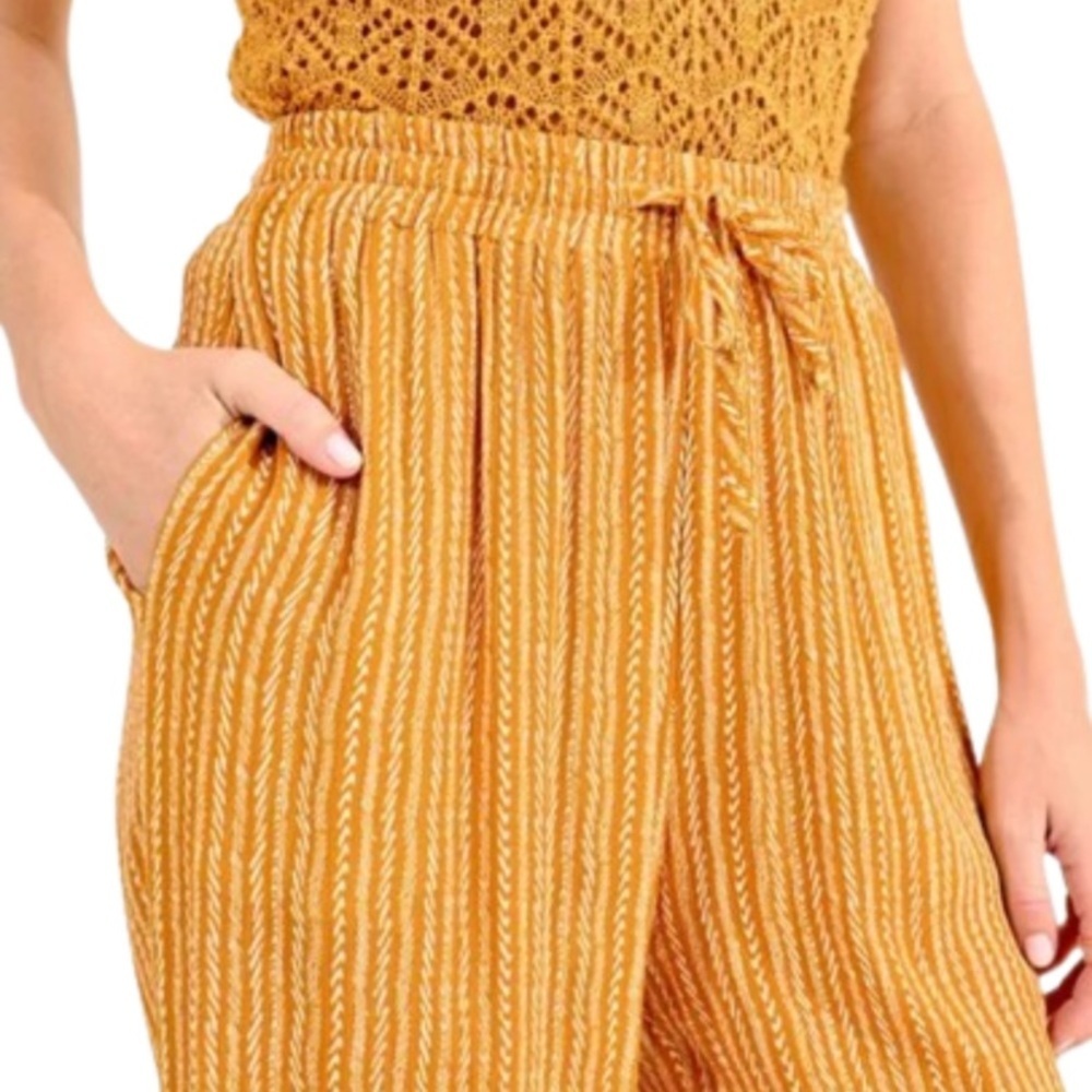 Molly Bracken Sunny Beach Yellow and White Striped XS/S Flowy Straight Leg Pant